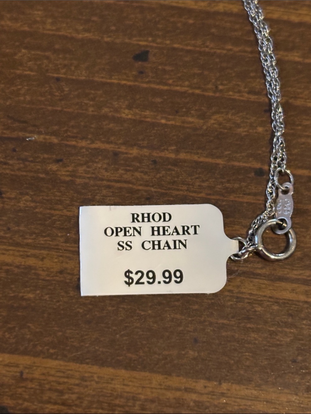 Sterling Silver Open Heart Necklace — Classic Silver Heart Pendant - Picture 4 of 4
